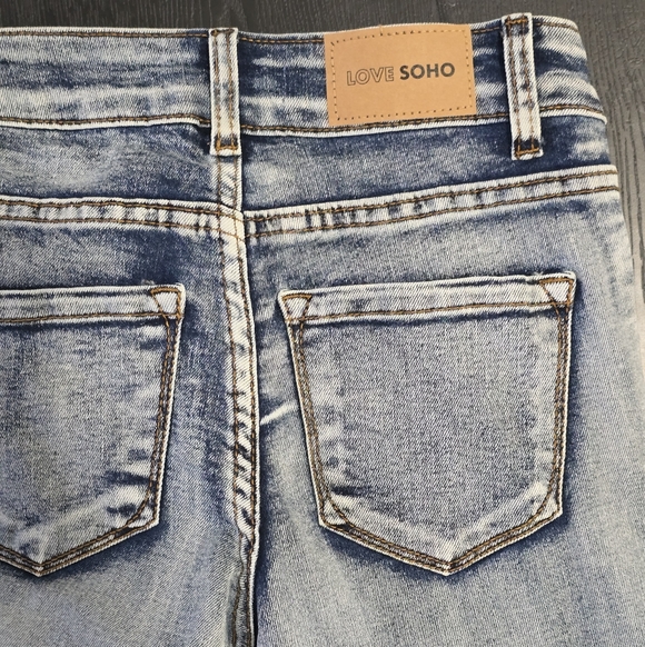 High-Rise Light Blue Flare Jeans — Wide Leg Denim - Picture 3 of 4